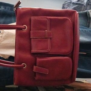 Cranberry vinyl handbag medium size